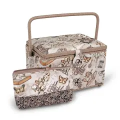Dritz&reg; Neutral Sewing Large Rectangular Sewing Basket With Zippered Case
