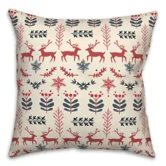 Scandinavian Reindeer Pattern 18" x 18" Spun Poly Pillow
