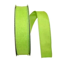 JAM Paper 1.5" x 50yd. Linen Wired Ribbon Lime