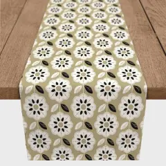 Mod Gold Flower 16" x 90" Cotton Twill Runner