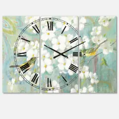 Designart 'Birds On Blossom Traditional Multipanel Wall Clock
