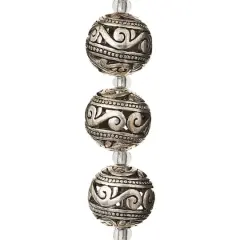 Silver-Plated Carved Filigree Beads, 14mm by Bead Landing&trade;