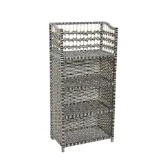 Household Essentials 39" Woven Paper Rattan Accent Shelf Black