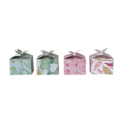 Hello Honey Green & Pink Trees, Plants & Bird Pattern Interlocking Gift Boxes, 4ct.