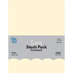 PA Paper&trade; Accents Ivory Stash Pack 8.5" x 11" Cardstock, 50 sheets