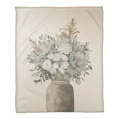 Modern Transitional Flowers 50" x 60" Coral Fleece Blanket