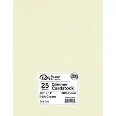 PA Paper&trade; Accents Glimmer 8.5" x 11" Cardstock, 25 Sheets Irish Cream
