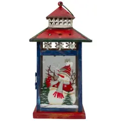 13" Red & White Snowman Let It Snow Christmas Lantern