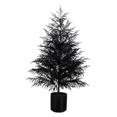 5ft. Artificial Halloween Real Touch Black Norfolk Pine Christmas Tree with Natural Look