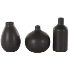 Black Minimal Ceramic Vase Set