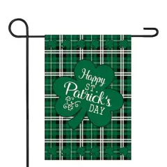 Happy St. Patrick's Day Plaid Outdoor Garden Flag 12.5" x 18"
