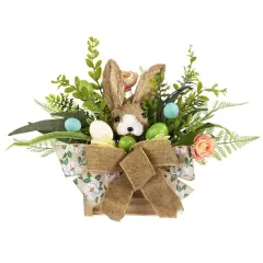 12" Boxed Floral Arrangement with Bunny Easter Decoration