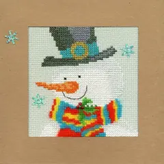 Bothy Threads Snowy Man Christmas Card Counted Cross Stitch Kit