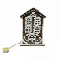 8.5" Brown & White Glitter Lighted 2-Story Gingerbread House Tabletop D&eacute;cor by Ashland&reg;