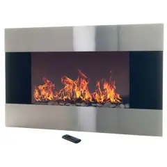 Hastings Home 36" Stainless Steel Electric Fireplace
