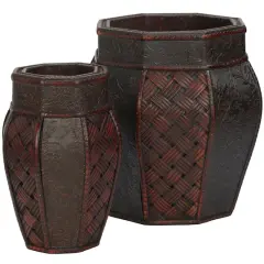 Wood & Weave Panel Decorative Planters, 2ct.