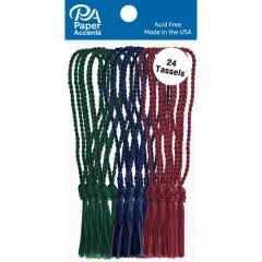 PA Paper&trade; Accents Dark Green, Navy & Maroon Tassels, 24ct.
