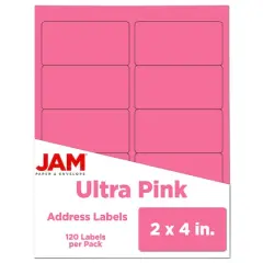 JAM Paper Standard Address Labels, 120ct. Ultra Pink