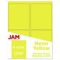 JAM Paper Extra Large Shipping Address Label Stickers Neon Yellow