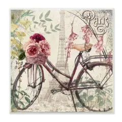 Stupell Industries Pink Peonies Bicycle Bouquet Vintage Parisian Architecture,12" x 12"