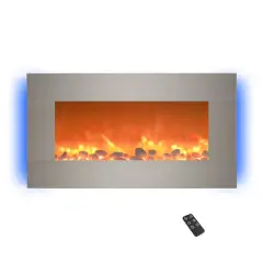 Hastings Home 31" Silver LED Backlit Fireplace