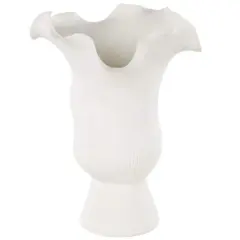 10.5" White Abstract Floral Ceramic Vase