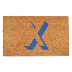 Blue Shadow Monogram Natural Coir Doormat X
