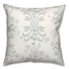 Floral Crest Throw Pillow Green