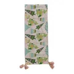 Hello Honey&reg; 72" Green & Blue Hand-Embroidered Christmas Tree Runner