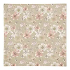 Watercolor Florals Cotton Twill Napkin Tan