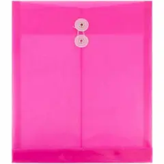 JAM Paper 9.75" x 13" Hot Pink Plastic Button String Open End Envelopes, 12ct.