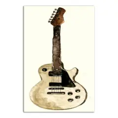 White Guitar 24" x 36" Canvas Wall Art