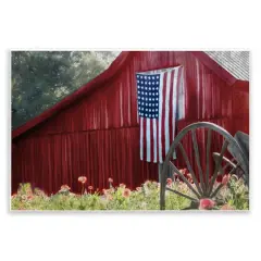 Stupell Industries Red Barn with American Flag Wall Plaque Art