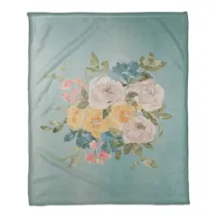 50" x 60" Colorful Watercolor Flowers Coral Fleece Blanket
