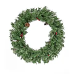 30" Cashmere Wreath with Pinecones & Berries