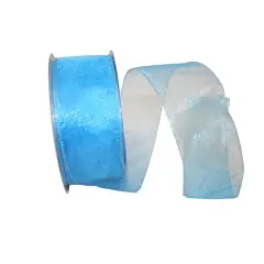 JAM Paper 2.5" x 50yd. Sheer Wired Ribbon Turquoise