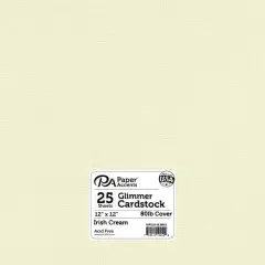 PA Paper&trade; Accents 12" x 12" 80lb. Glimmer Cardstock, 25 Sheets Irish Cream