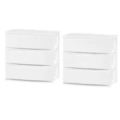 IRIS&reg; 29.5qt. White Wide 3-Drawer Stacking Chests, 2ct.