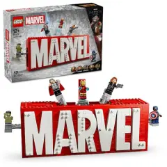 LEGO&reg; Marvel: MARVEL Logo & Minifigures Collectible, Buildable Set 76313