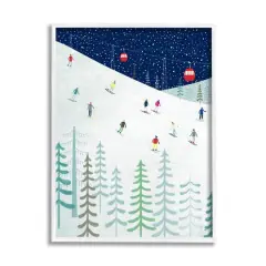Stupell Industries Skiing Night Sky Winter Slopes Framed Giclee Art White