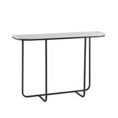 Walker Edison Faux White Marble/Black Modern Curved Entry Table