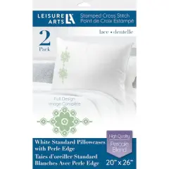 Leisure Arts&reg; Lace Pillowcase Stamped Cross Stitch Kit