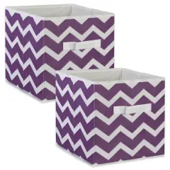 DII&reg; 11" Nonwoven Polyester Chevron Storage Cubes, 2ct. Eggplant