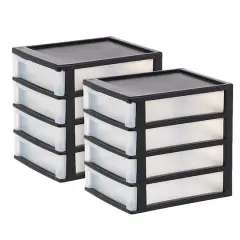 IRIS Black 4 Drawer Desktop Storage Unit Set