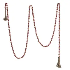 Hello Honey&reg; 12ft. Pink & Red Paulownia Wood Beads with Jute Tassels Garland