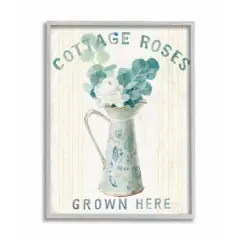 Stupell Industries Off-White Blue & Yellow Country Roses in Milk Tin Gray Framed Wall Art