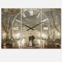 Designart Couple Walking In Night Lights Multipanel Wall Clock