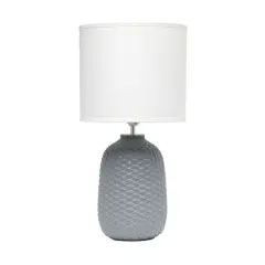 Simple Designs 20" Ceramic Purled Texture Table Lamp Gray