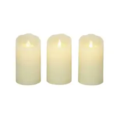 6" Beige Wax Flameless Candles, 3ct.