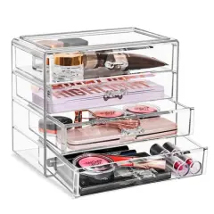 Sorbus 4-Drawer Makeup & Jewelry Storage Case Clear